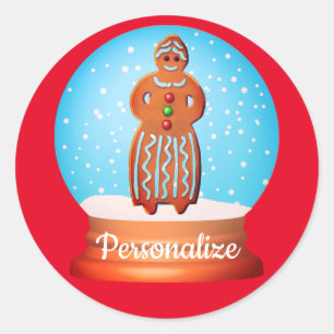Gingerbread-Frau Keks Schneeglocke Winter Runder Aufkleber
