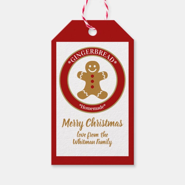 Gingerbread Frohe Weihnachten Geschenkanhänger (Vorderseite)