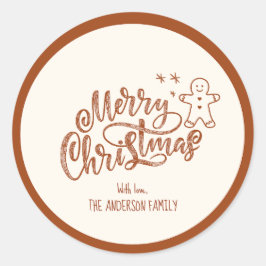 Gingerbread Frohe Weihnachtsbow Neutral Beige Runder Aufkleber