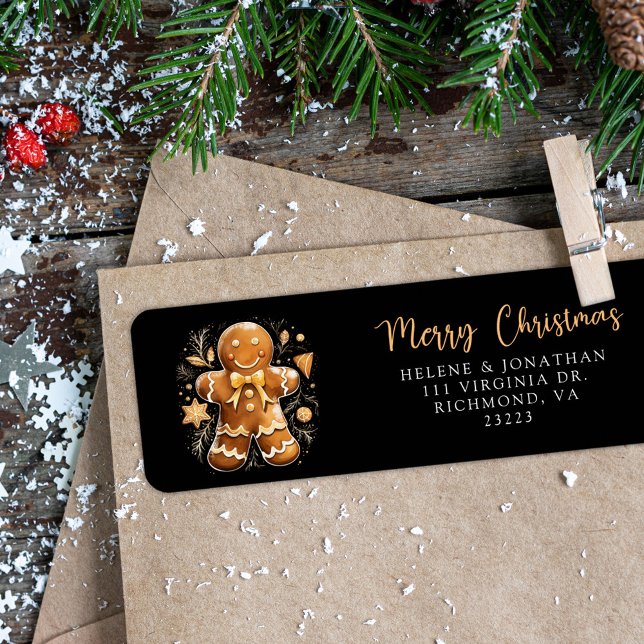 Gingerbread Frohe Weihnachtsfeier Rücksendeadresse (Gingerbread Merry Christmas Return Address Label)