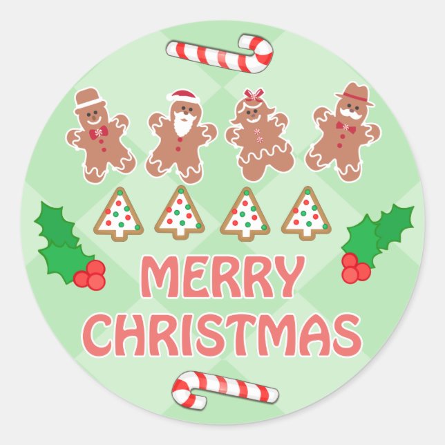 Gingerbread Frohe Weihnachtskekse Aufkleber (Vorderseite)