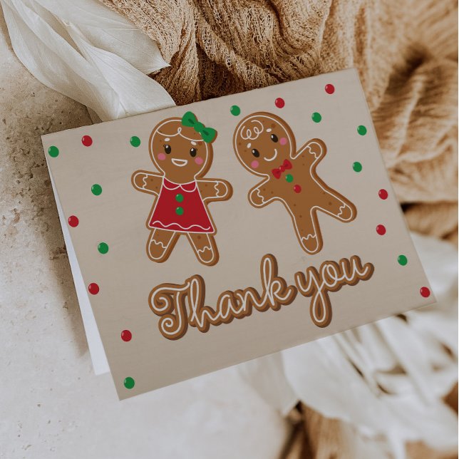 Gingerbread Gender Reveal Danke Karten (gender reveal, thank you, thank you card, folded thank you card,)