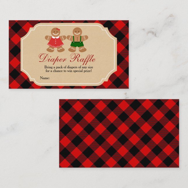 Gingerbread Gender Reveal Diaper Raffle Begleitkarte (Vorne/Hinten)