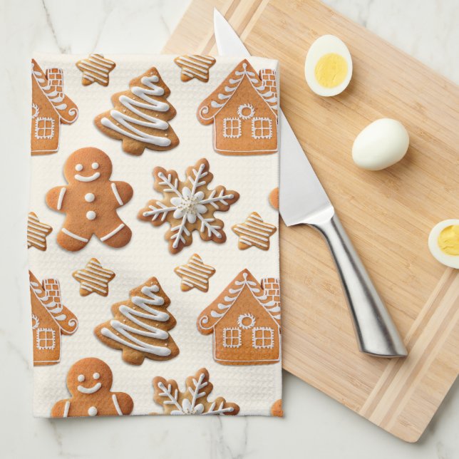 Gingerbread Geschirrtuch (Viertel Falte)