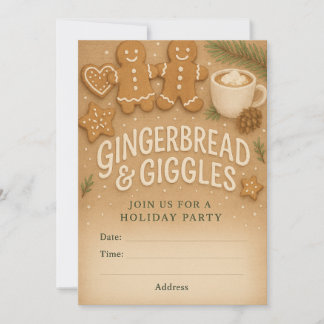 Gingerbread & Giggles Winter Party Invitation 