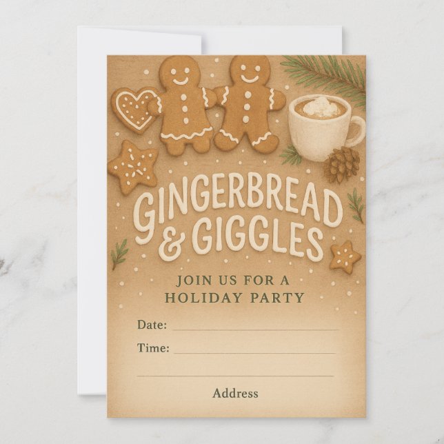 Gingerbread & Giggles Winter Party Invitation  (Devant)