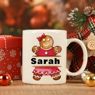 Gingerbread Girl Individuelle Name Weihnachten Kaffeetasse