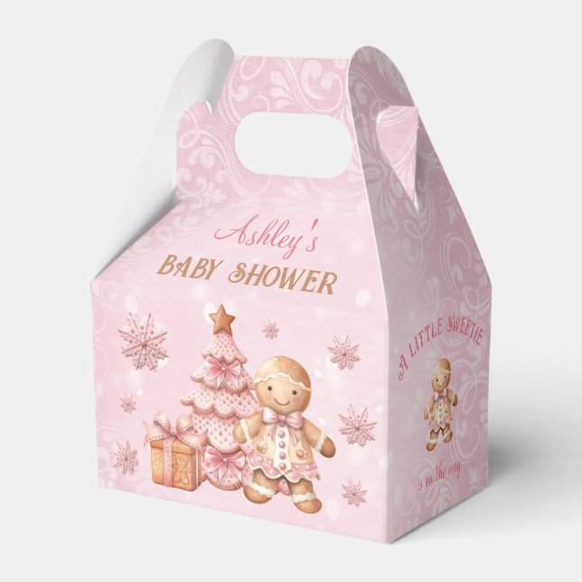 Gingerbread Girl Pink Weihnachtsdusche Gable Geschenkschachtel (Vorderseite)