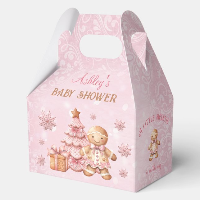 Gingerbread Girl Pink Weihnachtsdusche Medium Geschenkschachtel (Vorderseite)