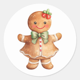 Gingerbread Girl Weihnachtssticker Runder Aufkleber