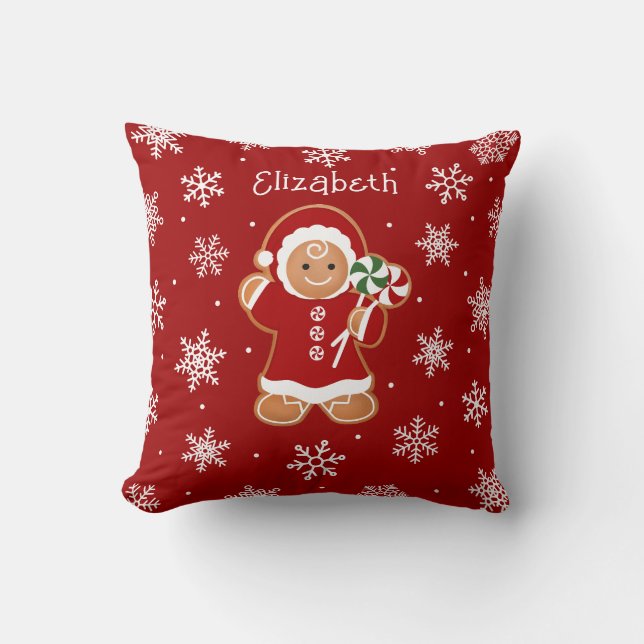 Gingerbread Girl with Peppermint Lollipops Kissen (Vorderseite)