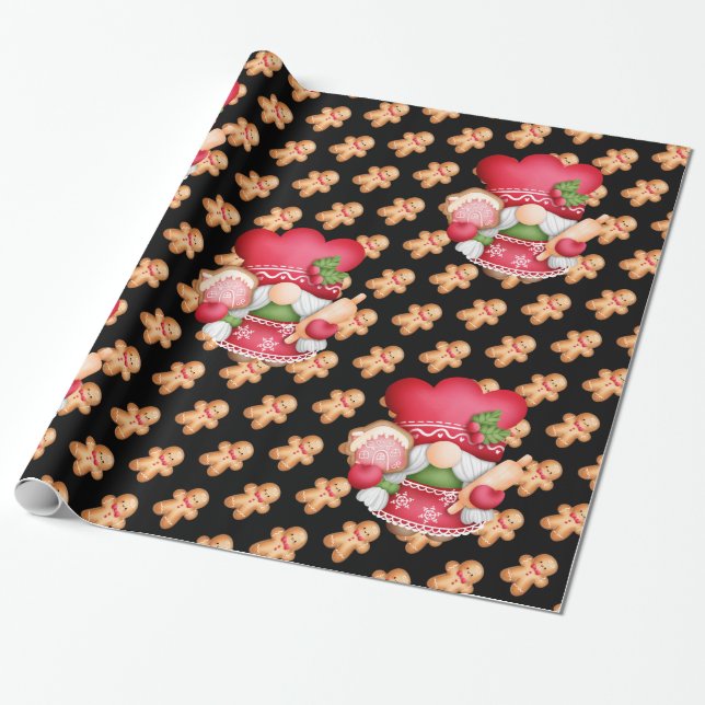 Gingerbread Gnome - Farbe anpassen Geschenkpapier (Ungerollt)