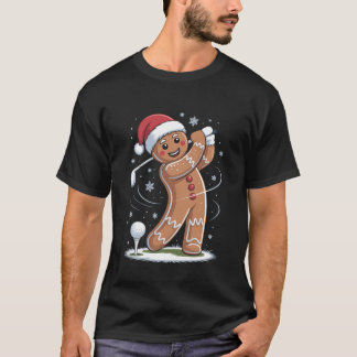 Gingerbread Golf Player Christmas Golfer Xmas Golf T-Shirt
