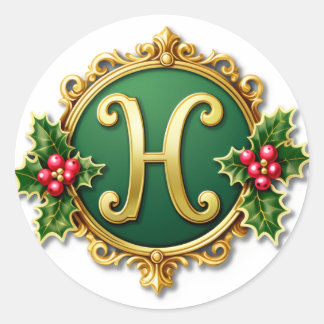 Gingerbread H Monogram Runder Aufkleber