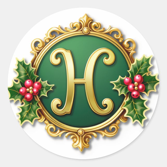 Gingerbread H Monogram Runder Aufkleber (Vorderseite)