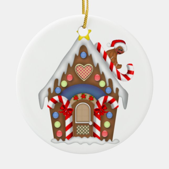 Gingerbread-Haus  Keramik Ornament (Vorne)