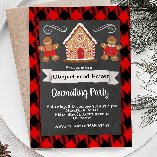 Gingerbread-Haus zur Dekoration der Party Einladun Einladung (Von Creator hochgeladen)