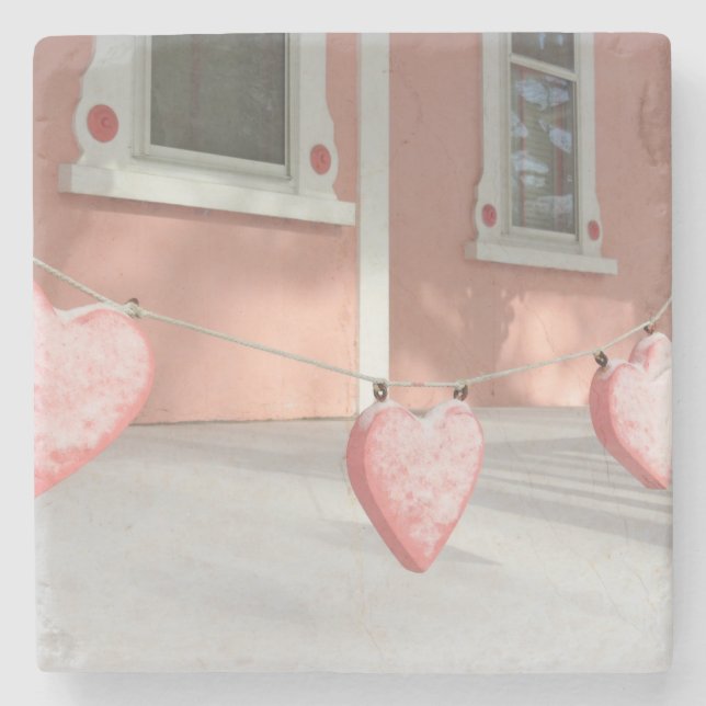 Gingerbread Hearts in Snow - Martha's Vineyard Steinuntersetzer (Vorderseite)