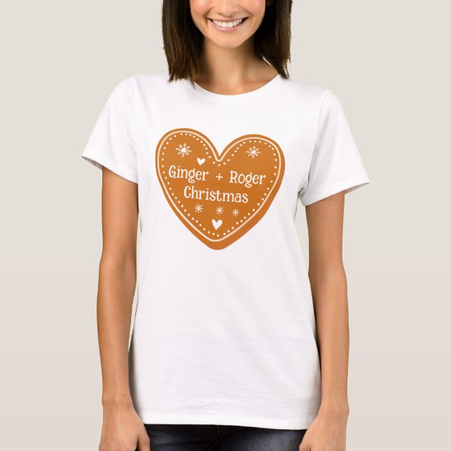 Gingerbread Herzweihnachtsgeschenk T-Shirt (Vorderseite)
