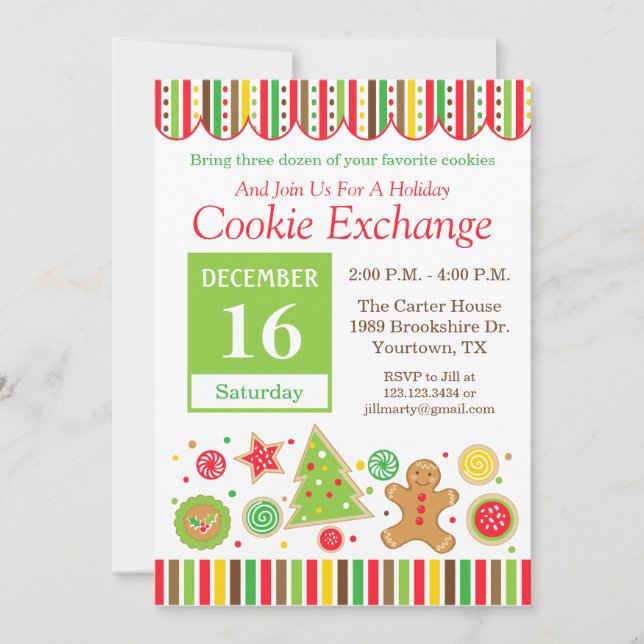 Gingerbread Holiday Cookie Exchange Invitation (Devant)