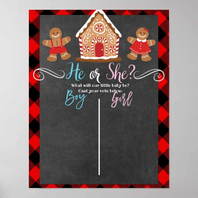 Gingerbread Holiday Gender Reveal Abstimmungsgremi Poster (Vorne)