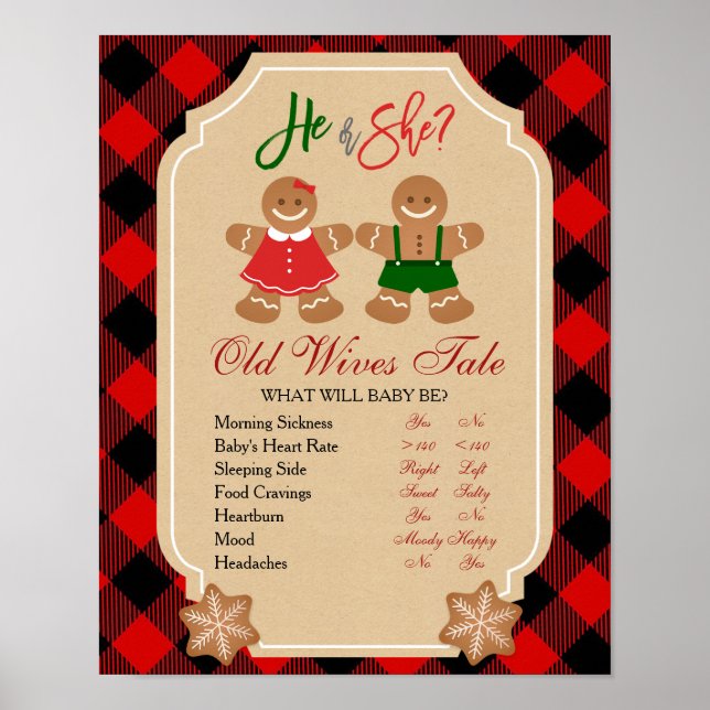 Gingerbread Holiday Gender Reveal Alte Ehefrauen T Poster (Vorne)