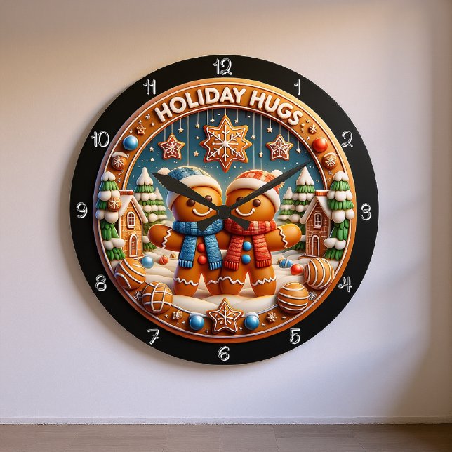 Gingerbread Holiday Hugs Große Wanduhr (Von Creator hochgeladen)