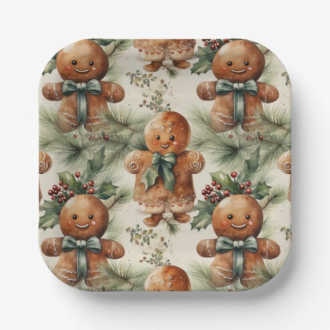 Gingerbread Holiday Pappteller (Vorderseite)