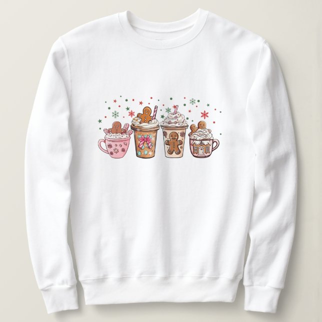 Gingerbread Hot Cocoa Weihnachtsgetränke Sweatshirt (Design vorne)
