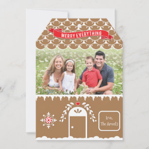 Gingerbread House   4 Foto Weihnachtskarte Tag Feiertagskarte