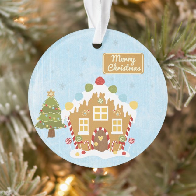 Gingerbread House and Train - Zwei Seiten Weihnach Ornament (Baum)