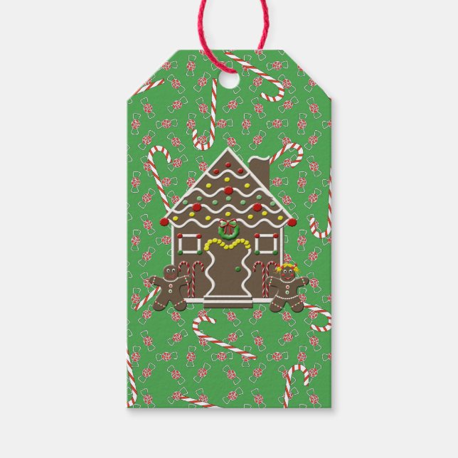 Gingerbread House Christmas Candy Geschenkanhänger (Vorderseite)
