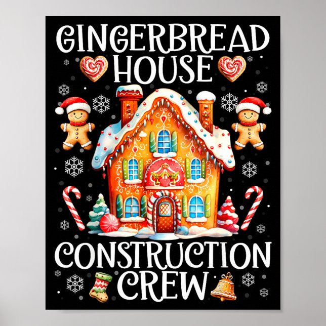 Gingerbread House Construction Crew Baking Christm Poster (Vorne)