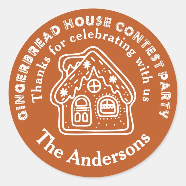 Gingerbread House Contest Party Vielen Dank Runder Aufkleber (Vorderseite)