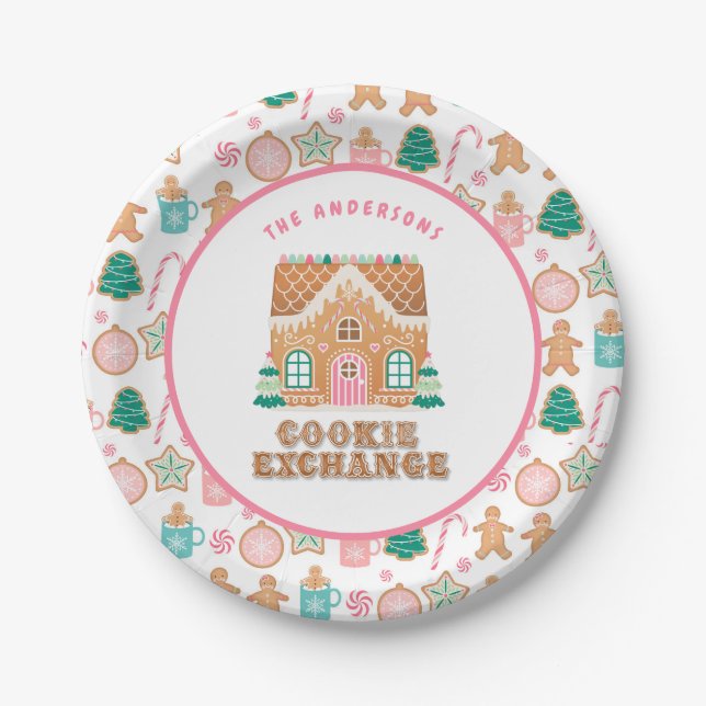 Gingerbread House | Cookie Exchange Personalisiert Pappteller (Vorderseite)