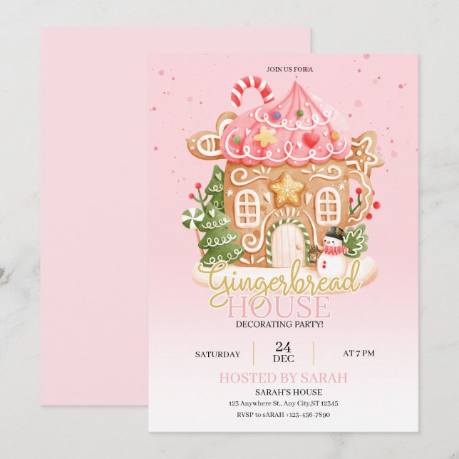 Gingerbread House Decorating Party Invitation  Einladung (Vorne/Hinten)