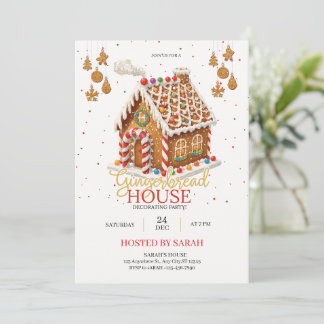 Gingerbread House Decorating Party Invitation  Einladung