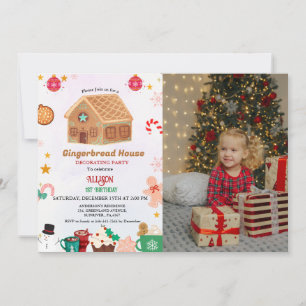 Gingerbread House Decoration Party 1. Geburtstag Einladung