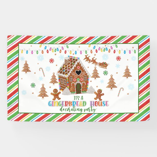 Gingerbread House Decoration Party Banner (Horizontal)