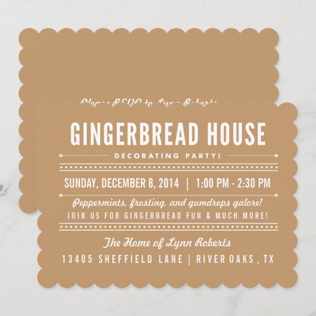 Gingerbread House Decoration Party Einladung (Vorne/Hinten)