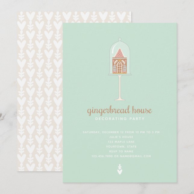 Gingerbread House Decoration Party Einladung (Vorne/Hinten)