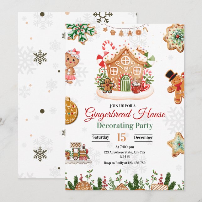 Gingerbread House Decoration Party Weihnachten (Vorne/Hinten)