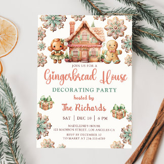 Gingerbread House Decoration Party Weihnachten Einladung