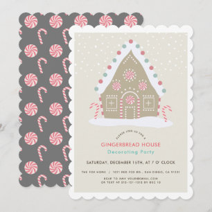 Gingerbread House Dekorieren Beige Holiday Party Einladung
