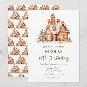 Gingerbread House Dekorieren Geburtstagsparty Einladung