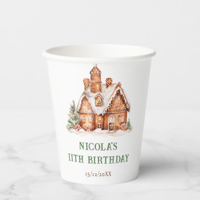 Gingerbread House Dekorieren Geburtstagsparty Pappbecher (Vorderseite)