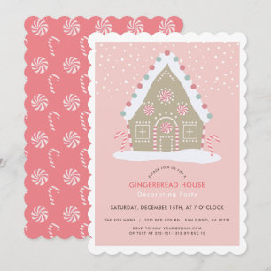 Gingerbread House Dekorieren Pink Holiday Party Einladung