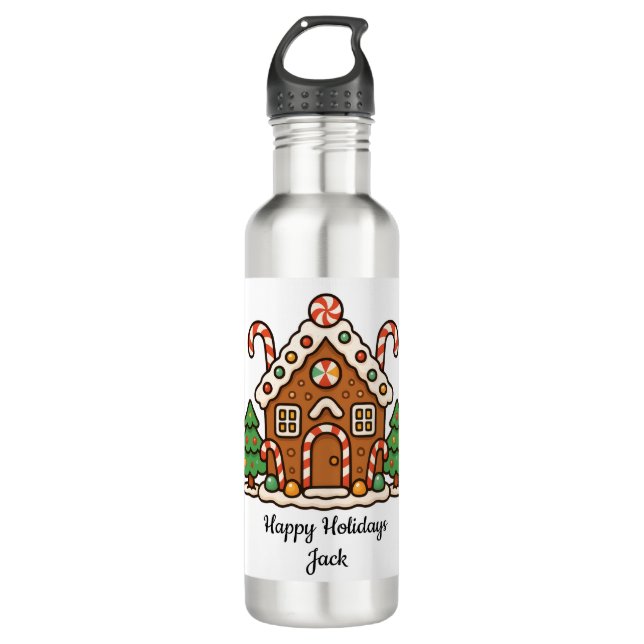 Gingerbread House Edelstahlflasche (Vorderseite)