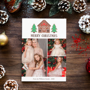 Gingerbread House Frohe Weihnachtsfoto Collage Feiertagskarte