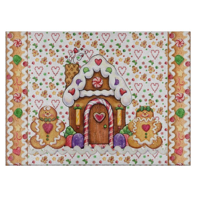 Gingerbread House Gingerbread Man Cutting Board Schneidebrett (Vorderseite)